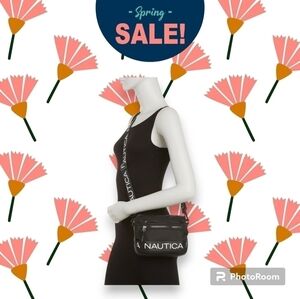 Nautica Black Nylon Crossbody Belt Bag Adjustable Strap